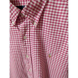 Ralph Lauren Pink Gingham Long Sleeve Button-Down Shirt Mens XL 100% Cotton